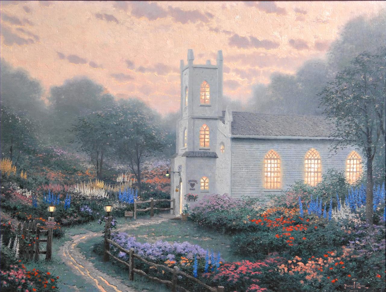 Blossom Hill Church Thomas Kinkade Oil Paintings
